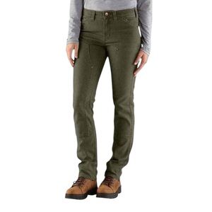 Carhartt Womens Slim-Fit Double-Front Canvas Dungaree Moss Size 6 #2073